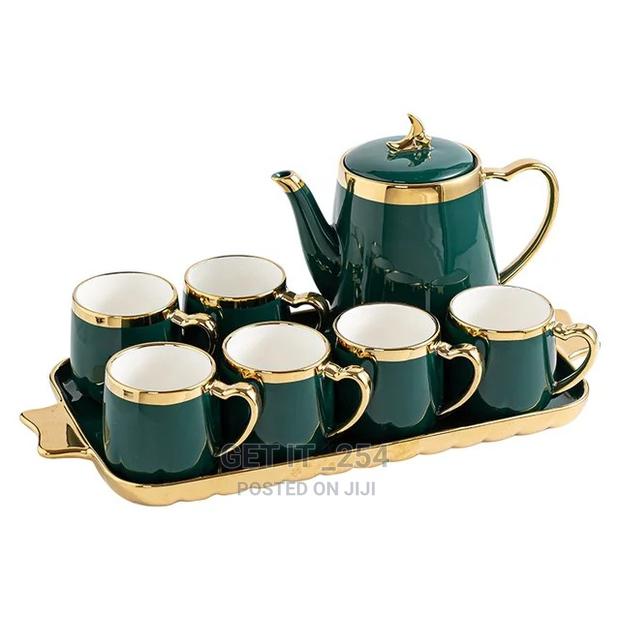 *Advanced Ceramics Tea / Coffee Set With 6 Cups, 6 Bamboo
