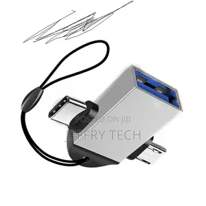 Generic Portable 2-in-1 USB3.0 to TYPE-C OTG Adapter Data-Si
