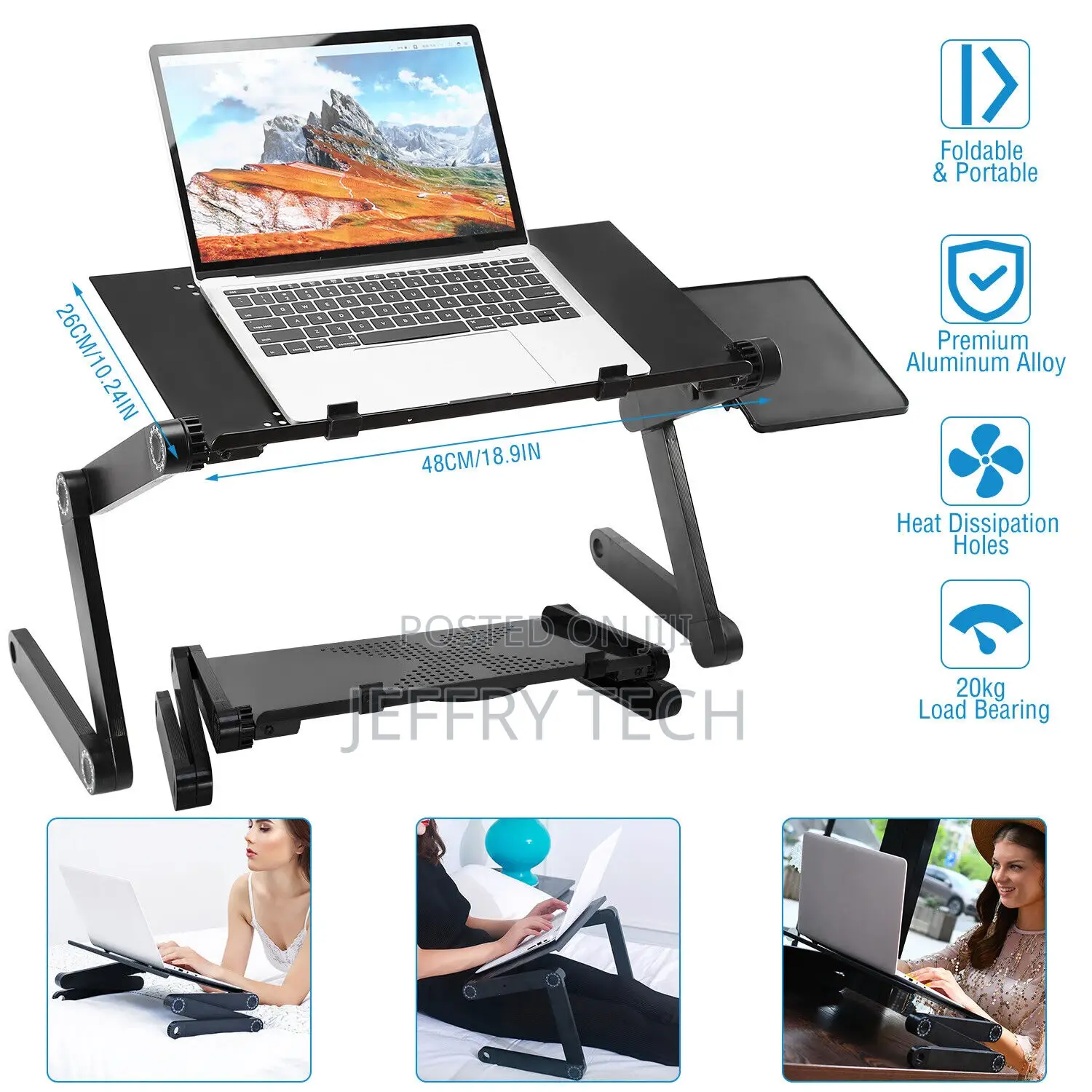 360° Adjustable Laptop Table Stand Lap Sofa Bed Tray Foldabl
