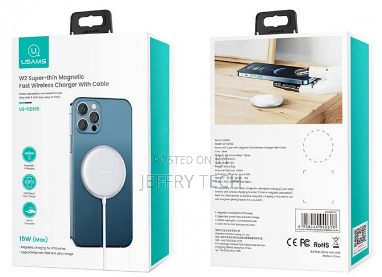 Us-Cd160 W2 Alloy Super-Thin Magnetic Fast Wireless Charger