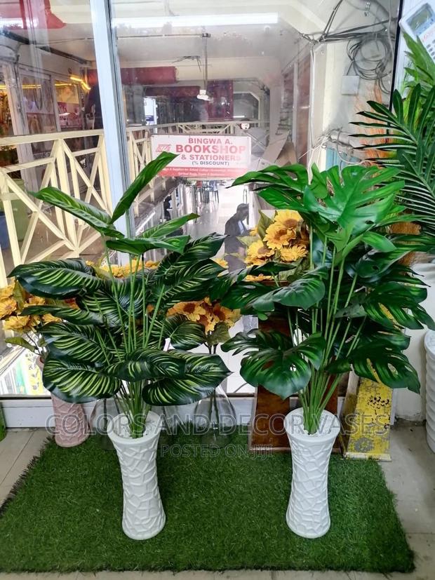 Long Vases With Artificial Plants - main view