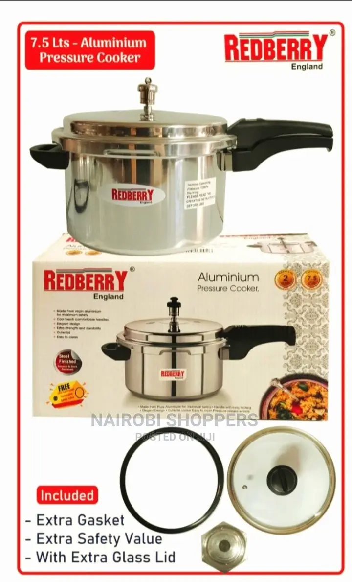 Pressure Cooker Aluminum 7.5ltrs Redberry