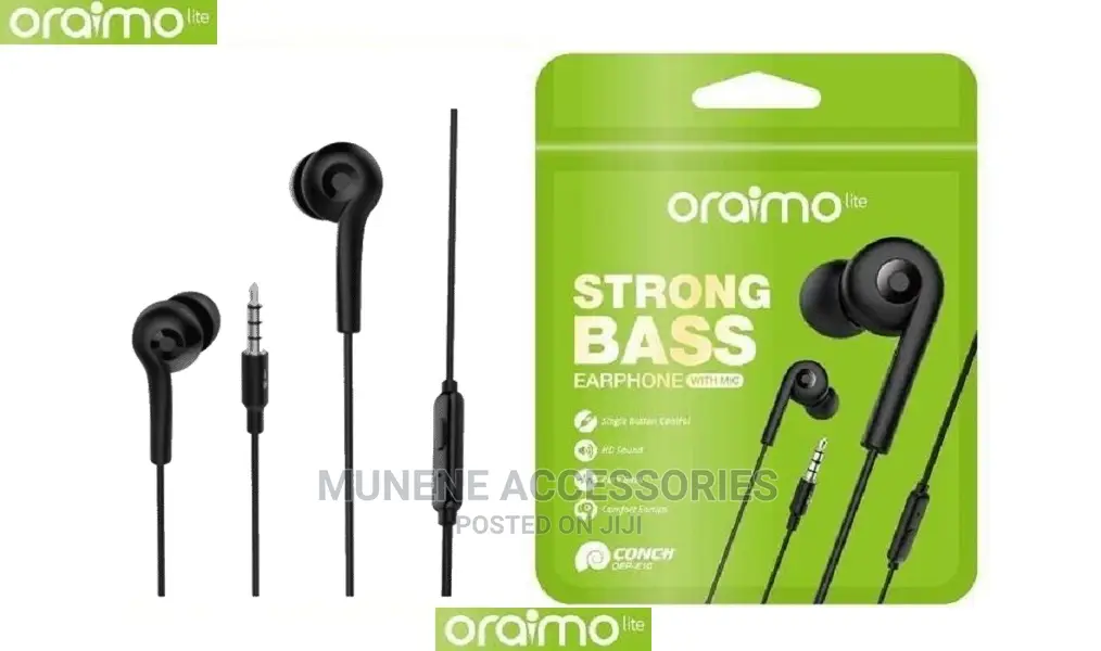 Oraimo 3.5mm Strong Bass Earphones With Mic Headset