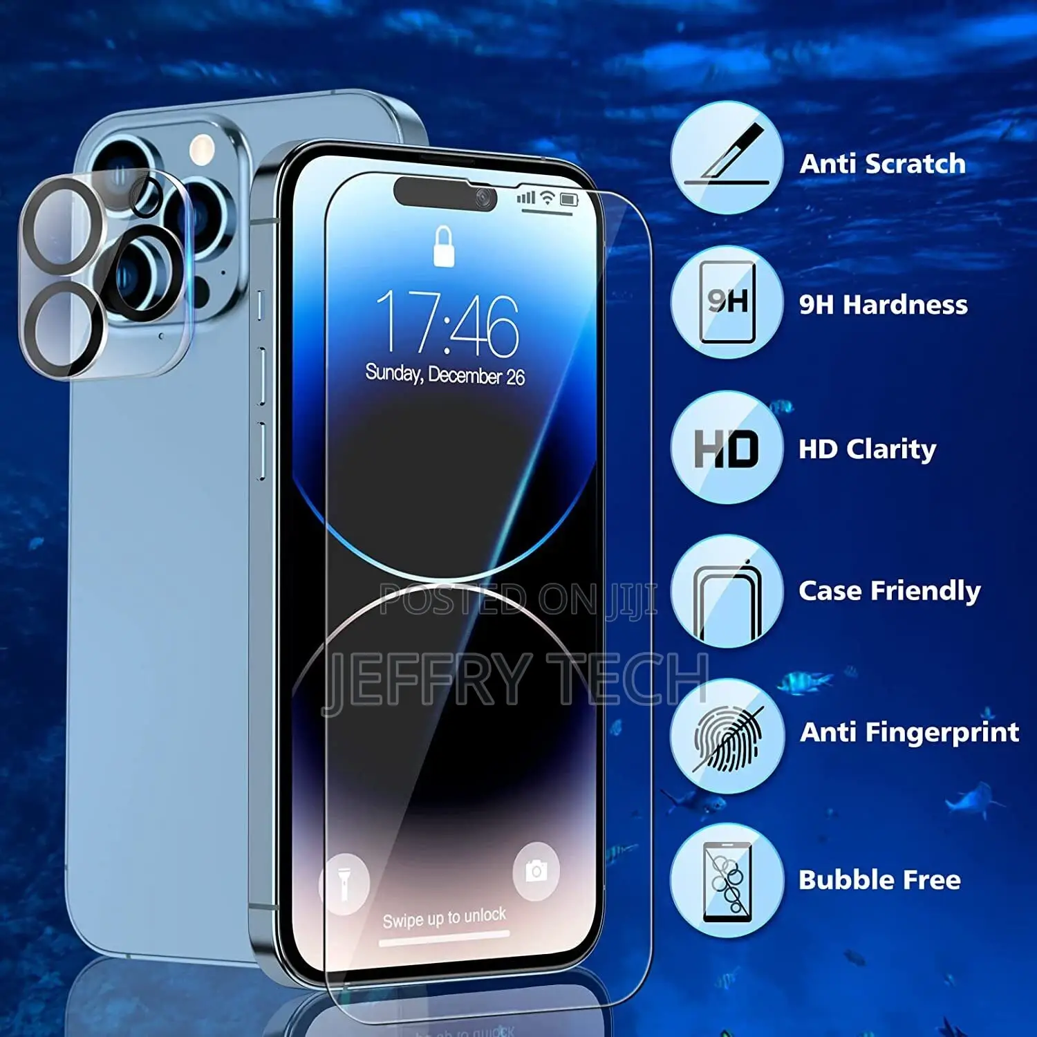 iPhone 14 13 12 11 Pro Max Tempered Glass Protector