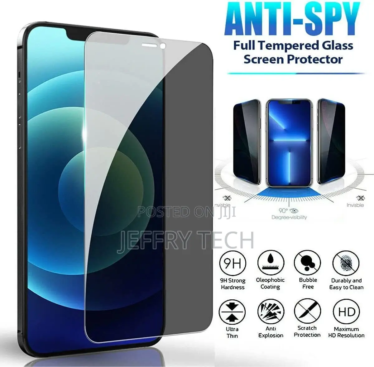 For iPhone 14 13 12 11 Pro Max Privacy Protector