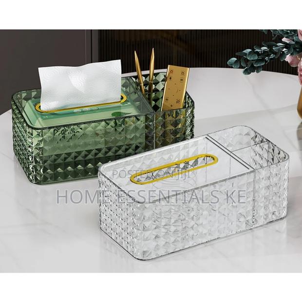 Acrylic Serviette Box Gold, Clear and Green