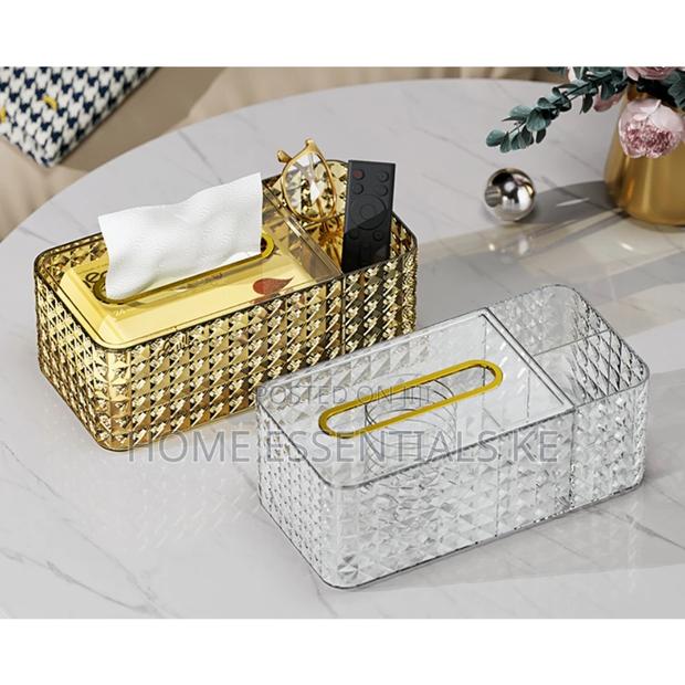 Acrylic Serviette Box Gold, Clear and Green - thumbnail 2