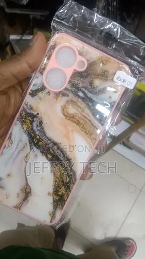 Pink and Brown Marble Glass Case for Realme C33