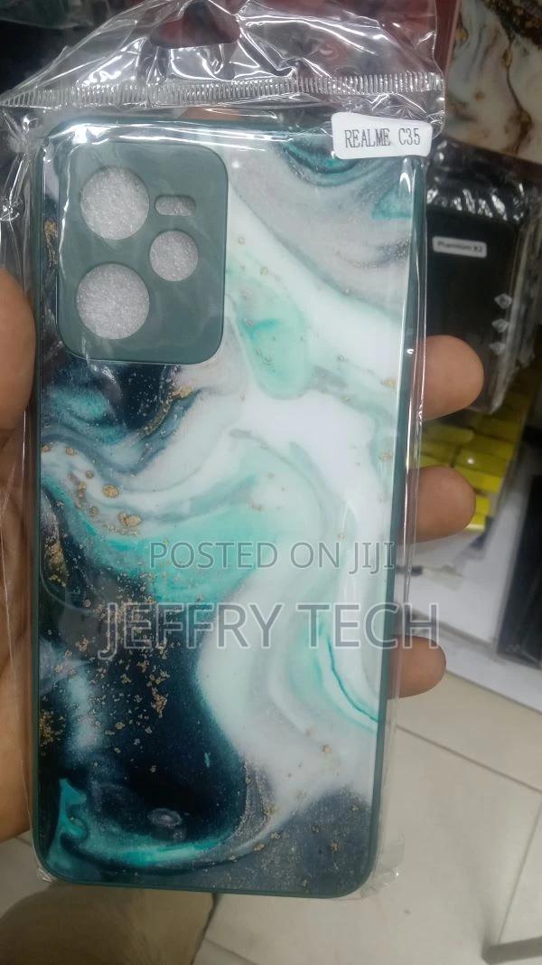 Jet Stream Green Marble Realme C35 Back Cover - thumbnail 3