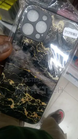 iPhone 12 Pro Max Cover - Trendy Black Marble Printed Hard C