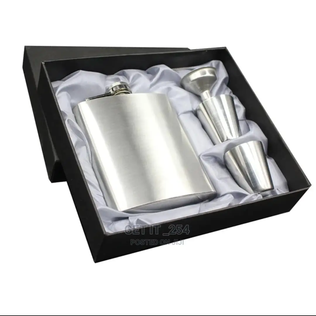 Stainless Steel Whiskey Flask With Two Tot Glasses