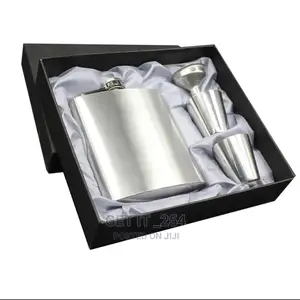 Stainless Steel Whiskey Flask With Two Tot Glasses