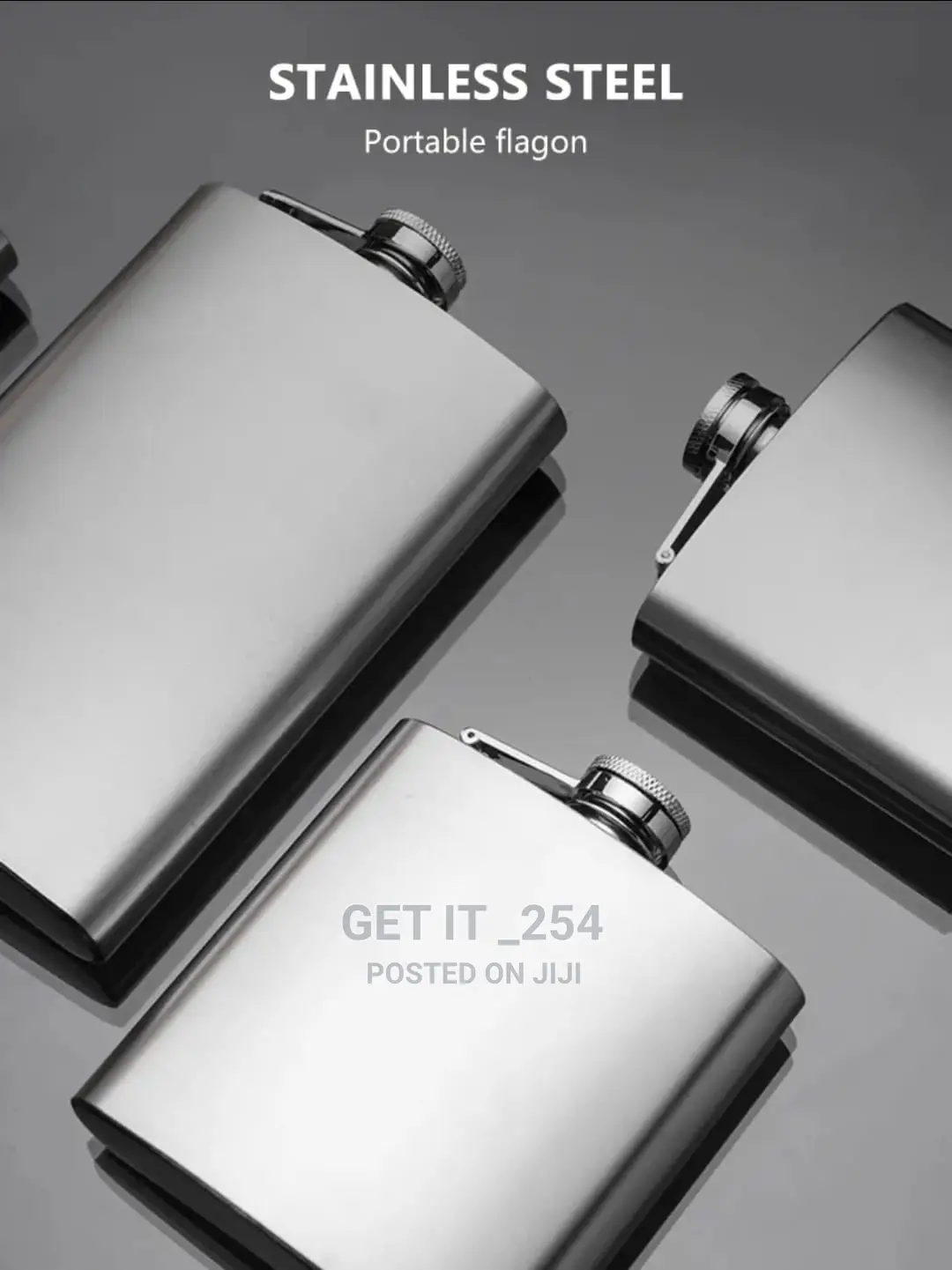 Stainless Steel Whiskey Flask With Two Tot Glasses