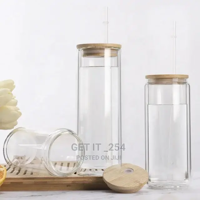 Transparent Tumbler With Bamboo Lid