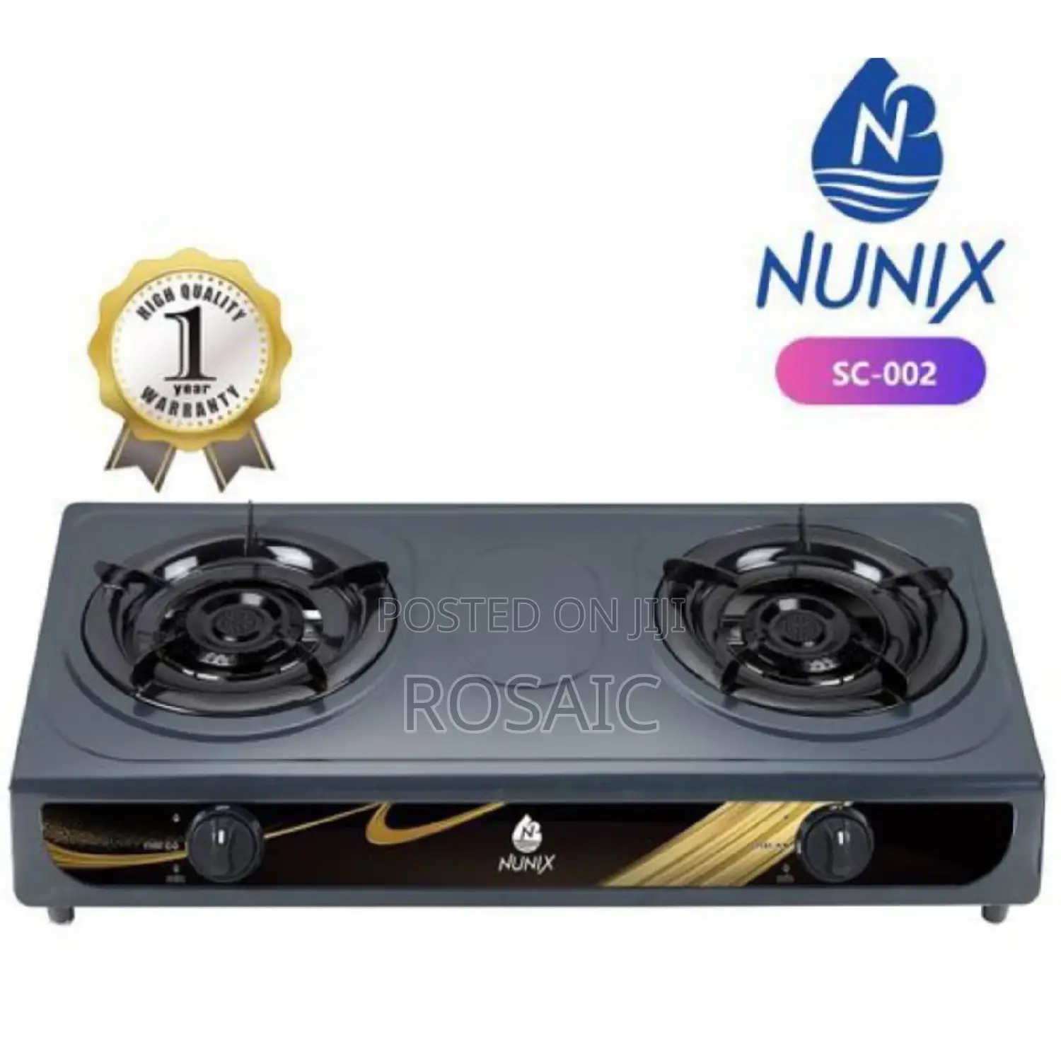 Nunix Stainless Steel Table Top Double Burner Gas Stove