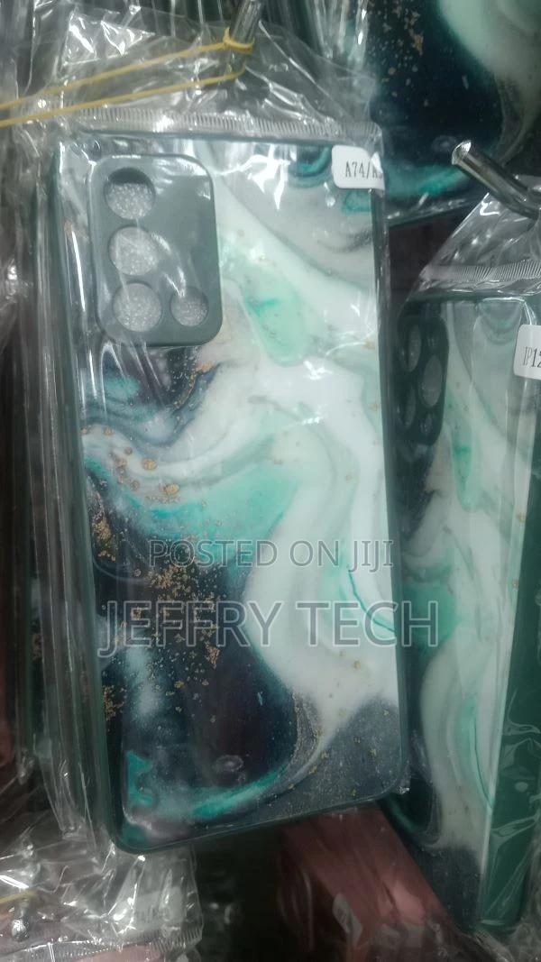 Mobile Back Hard Case Cover for Oppo A74 (Green Marble, Art,