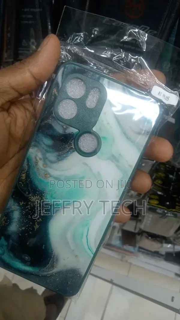 Green Marble Glass Case for Redmi A1 Plus