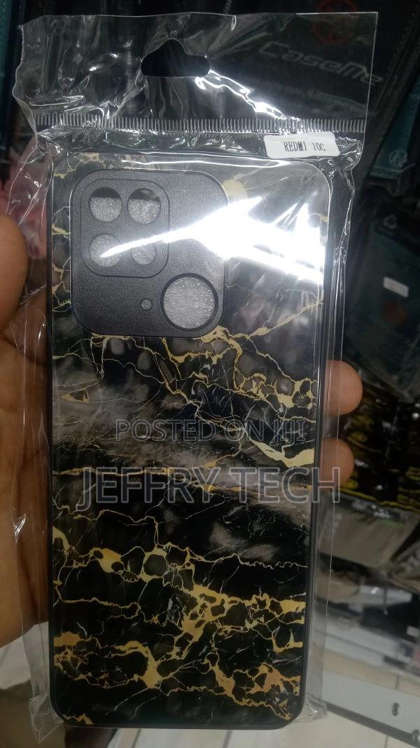 Xiaomi Redmi 10C Cover - Black White Marble With Chic Rose - main view