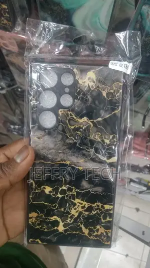 For Samsung S22 Ultra Marble Pattern Phone Case Black White