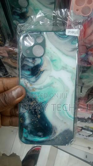 Hard-Shell Case for iPhone 14 Plus -Green White Marble - thumbnail 2