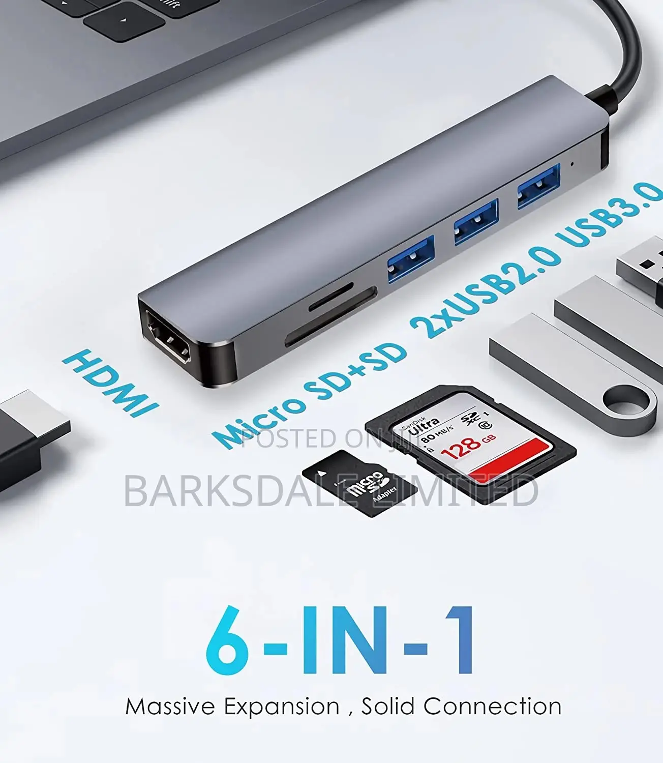 Hub 6 in 1 USB Type C HDMI SD TF Card Reader Docking Stat