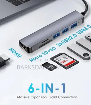 Hub 6 in 1 USB Type C HDMI SD TF Card Reader Docking Stat