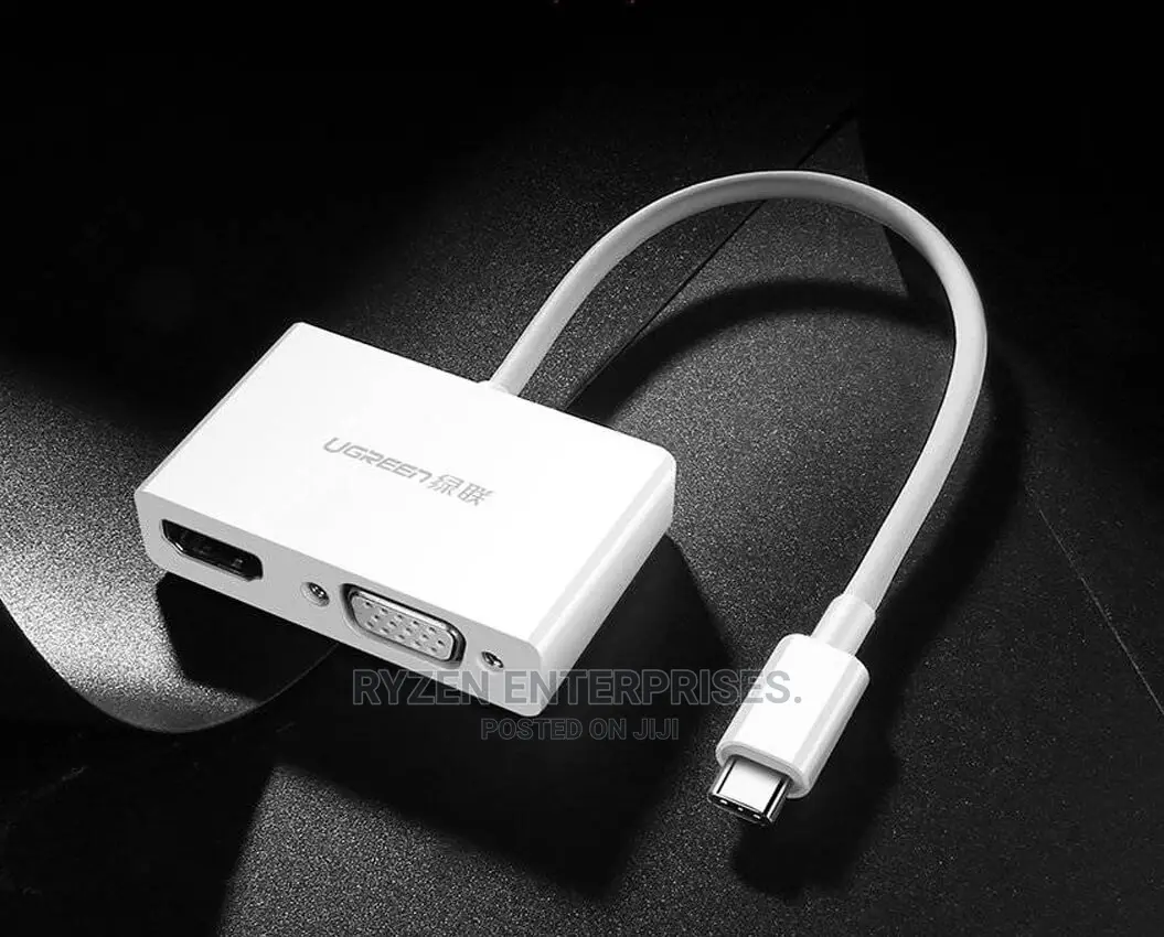 UGREEN USB USB-C To HDMI + VGA Converter - White -