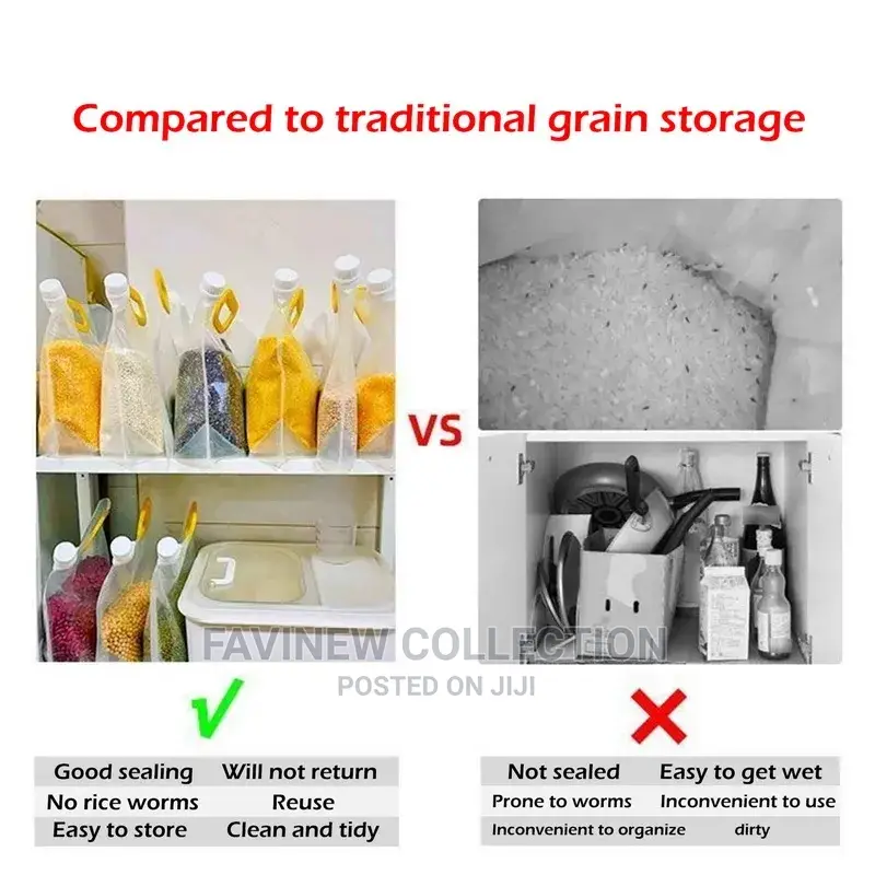 5pcs Transparent Sealed Packaging Bag Grains Moisture-Proof