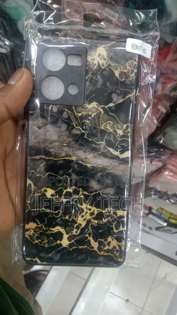 Mobile Back Cover for Oppo Reno 7 4G Black Marble Desig