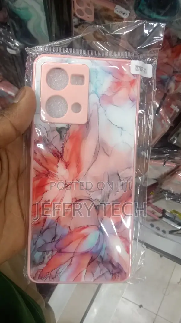 Oppo Reno 7 Pink Marble Series Premium Printed Glass Soft B