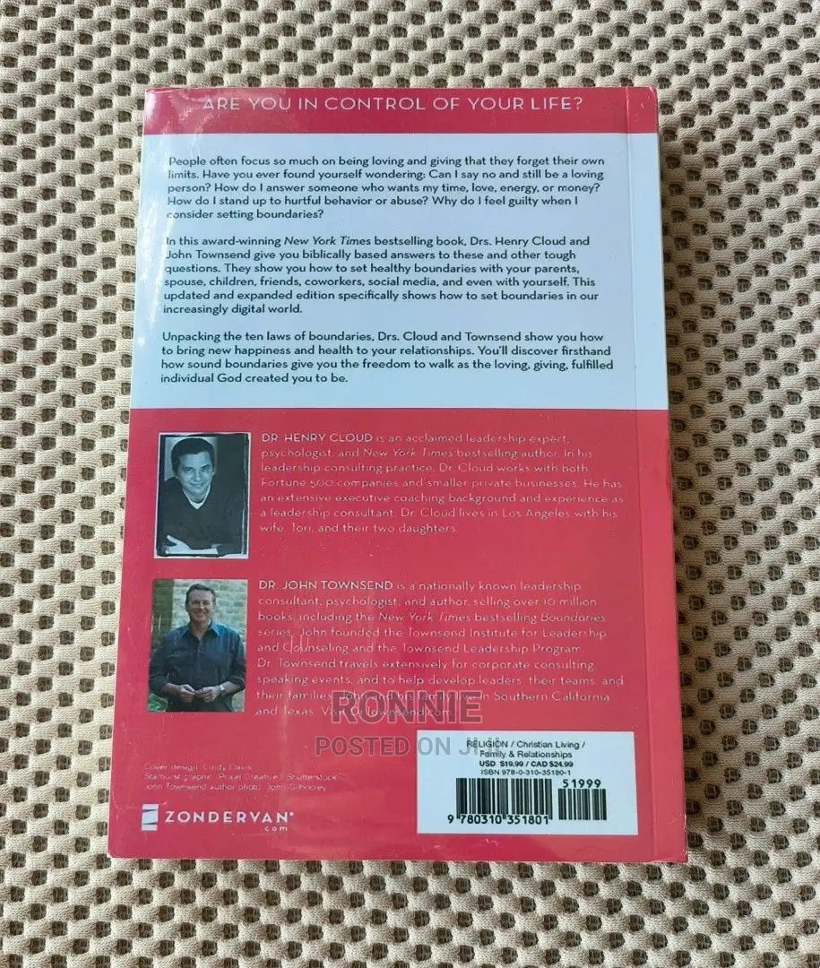 Boundaries Book by Dr. Henry Cloud and Dr. John Townsend