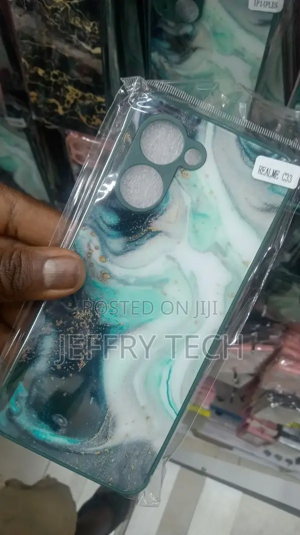 Green Marble Glass Case for Realme C33