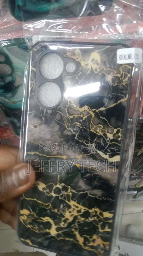 Black Marble Glass Case for Realme C33 - main view