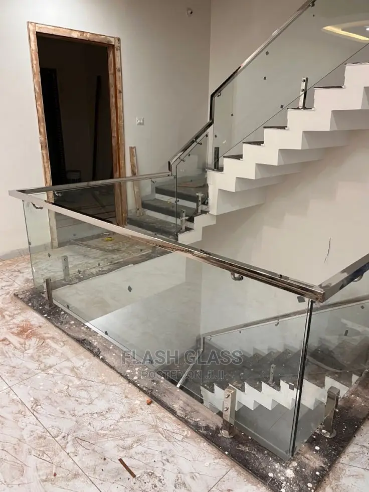 Stainless Steel and Glass Staircase
