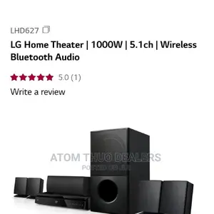 LG Home Theater /1000 Watt/ 5.1 Cha Wiress Bt Audio LHD627