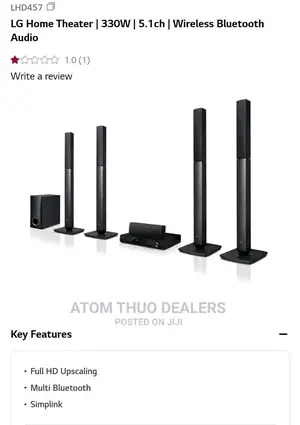 LG Home Theater ,/ 330watts/ Bt Audio *LHD657