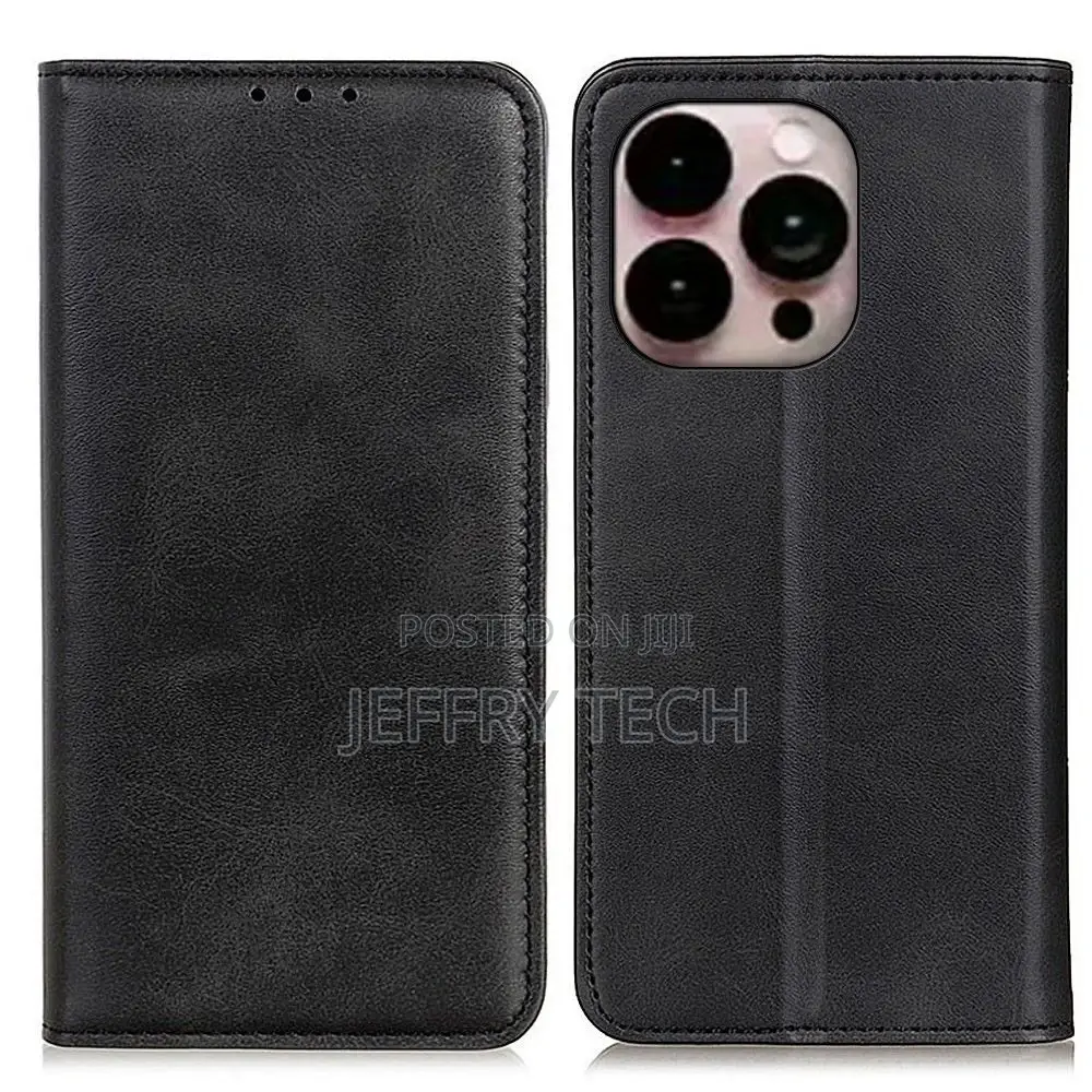 Wallet-Style Black Leather Flipcase for iPhone 14 Pro Max