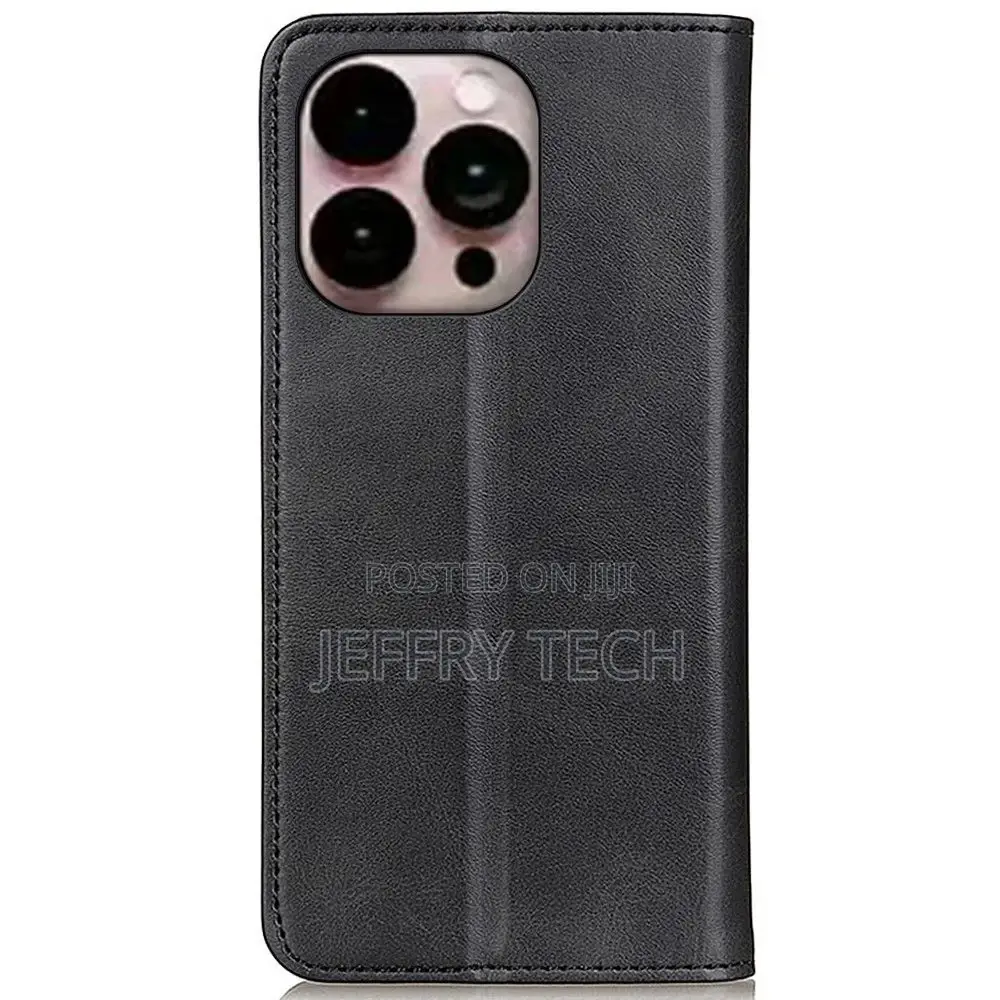 Wallet-Style Black Leather Flipcase for iPhone 14 Pro Max
