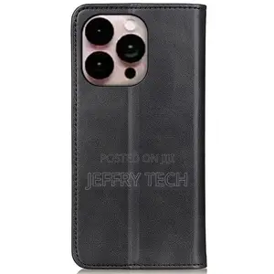 Wallet-Style Black Leather Flipcase for iPhone 14 Pro Max