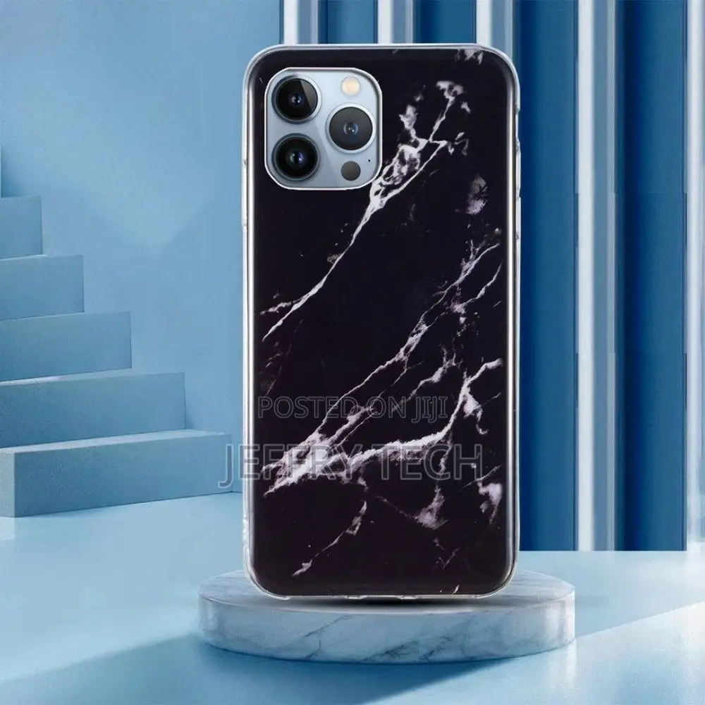 Marble iPhone 14 Pro Max Case - Black