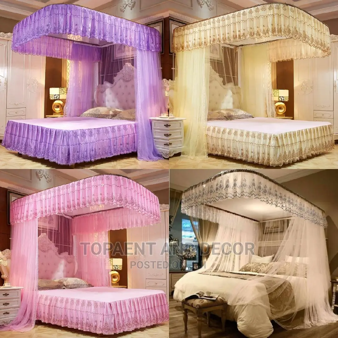 Double Panel Two Stand Rail Mosquito Nets for Bedroom Decor