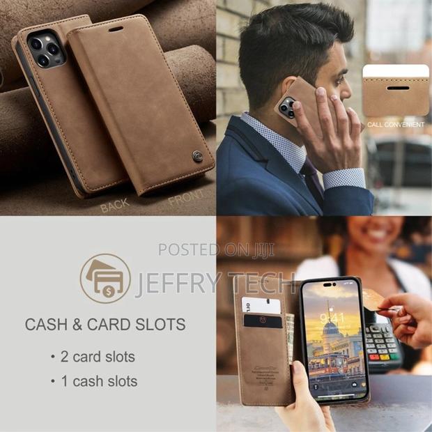 iPhone 14 Pro Max Flip Vintage Case - Brown - thumbnail 2