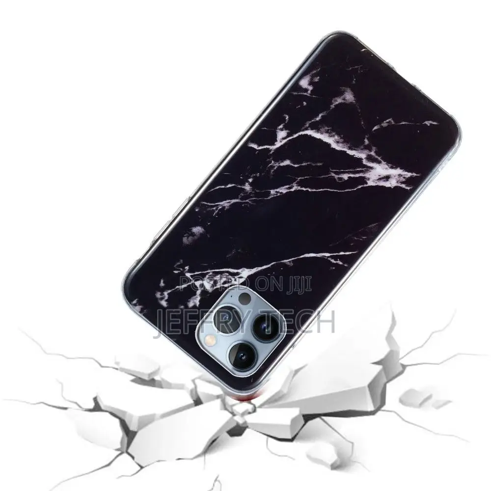 Marble iPhone 14 Pro Case - Black