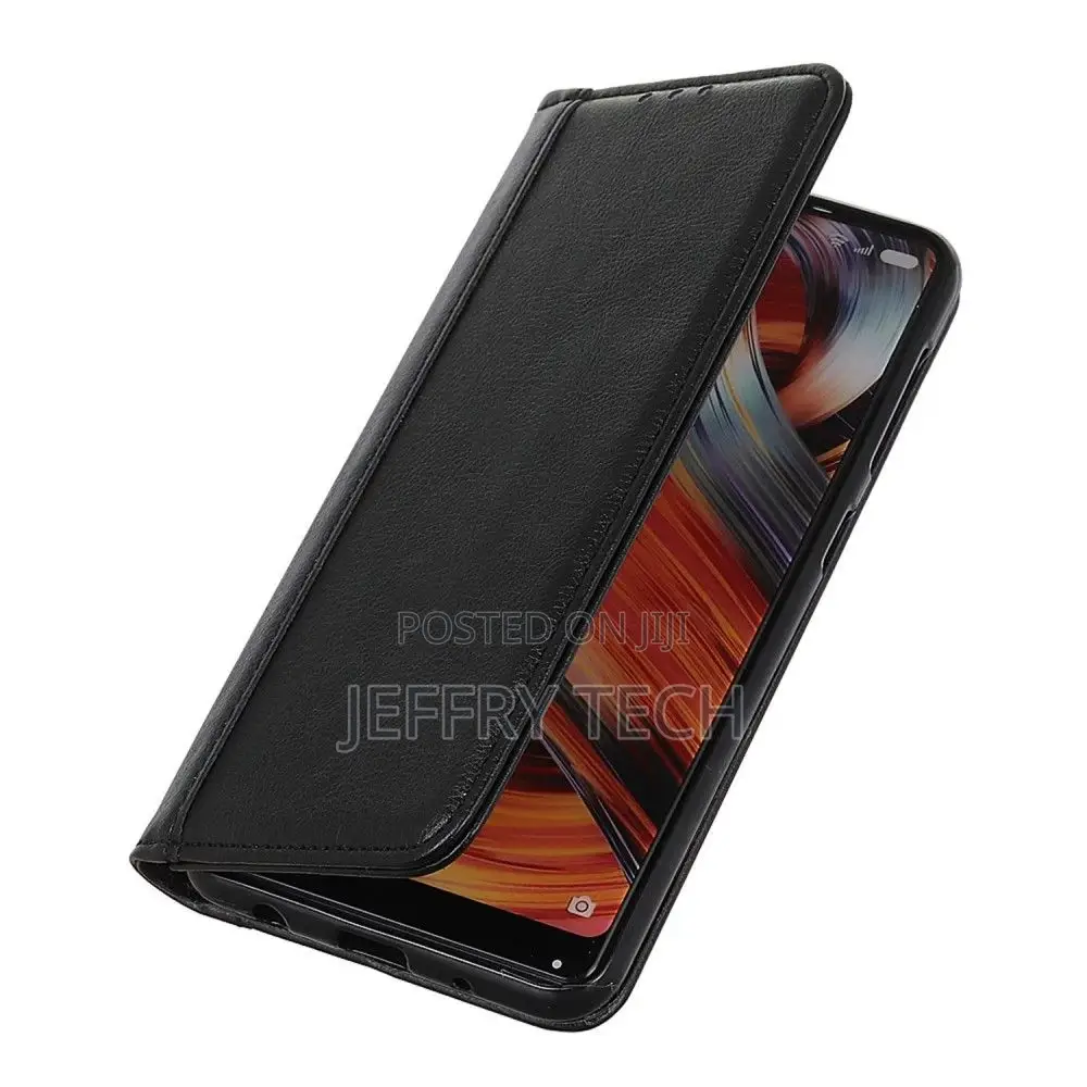 Leather Case With Magnetic Closure for iPhone 14 Pro - Blac