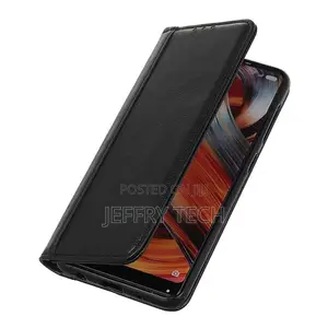 Leather Case With Magnetic Closure for iPhone 14 Pro - Blac