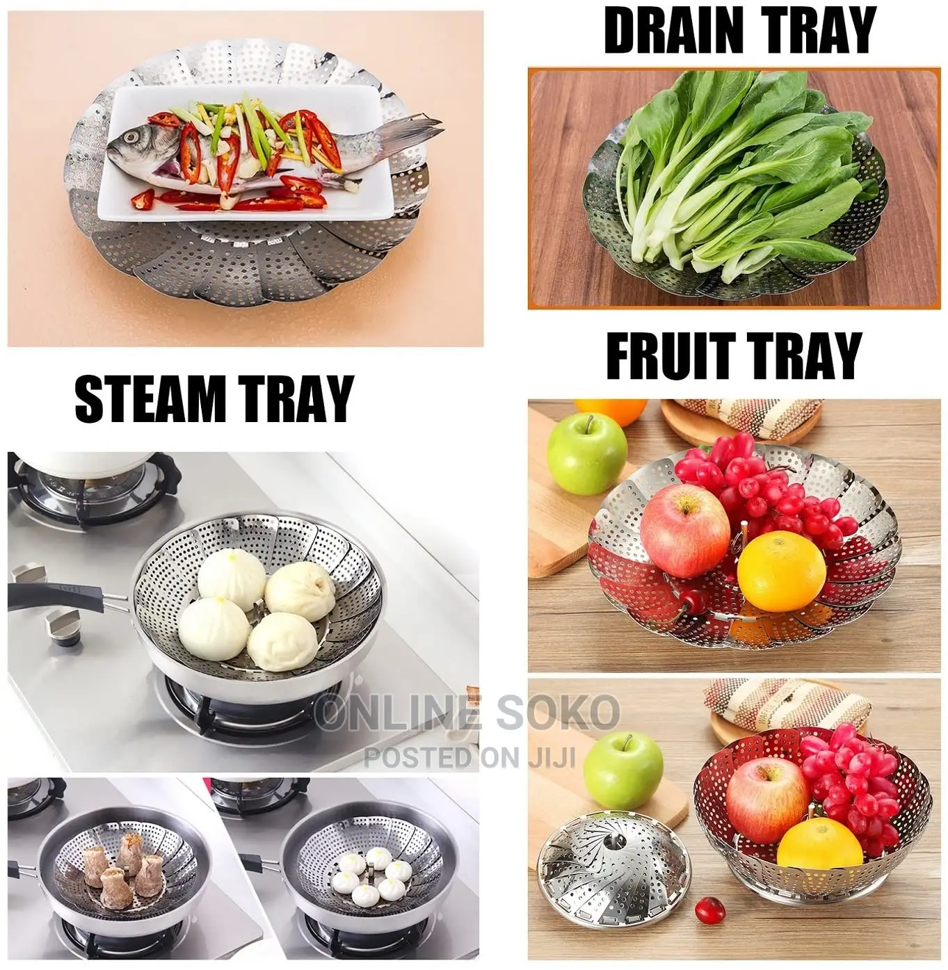 Stainless Steel Foldable Vegetable Steamer Fruit Basket