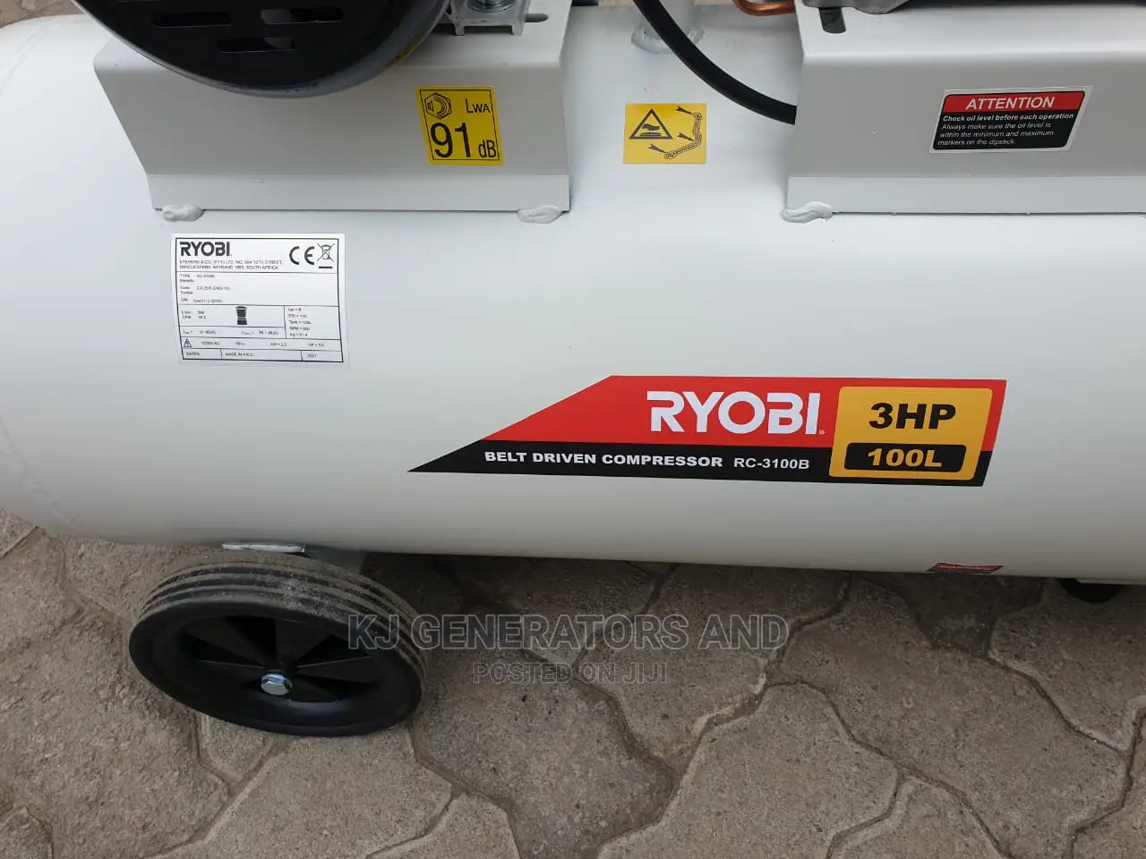 100litres 3hp Belt Drive Compressor.