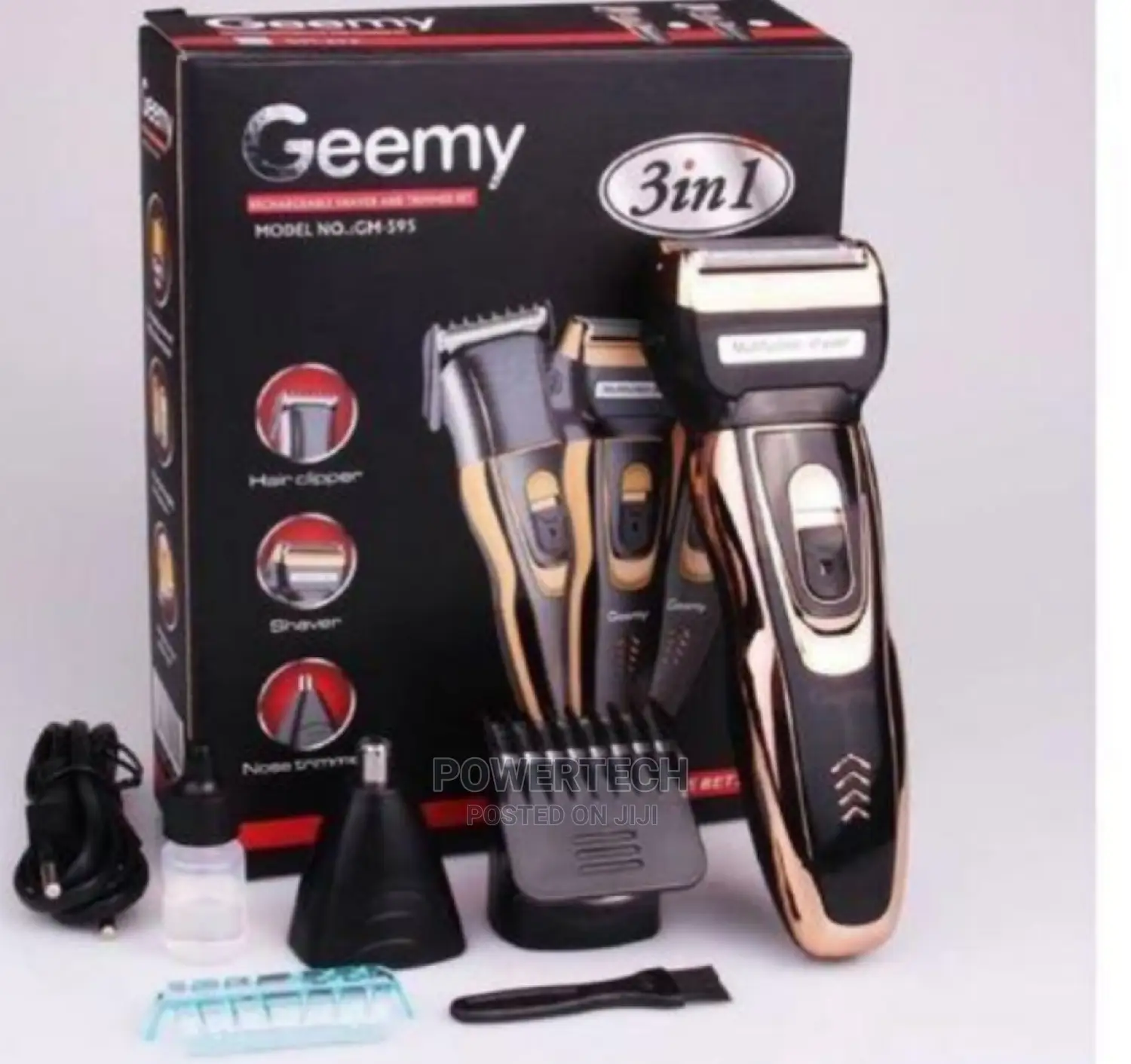 Geemy Rechargeable Hair Shaving Machine, Shaver- 3 in 1