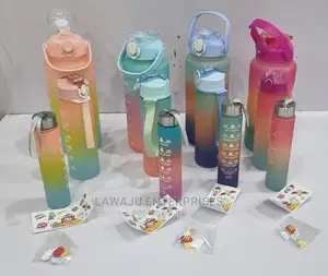 3in1 Multi-Colour Motivation Water Bottle (With Stickers)
