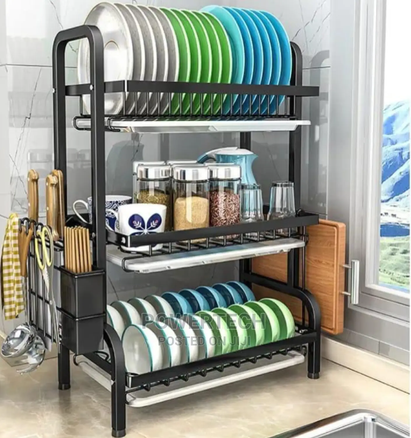 Heavy Duty 3 Tier Dish Rack With Cutlery Holder